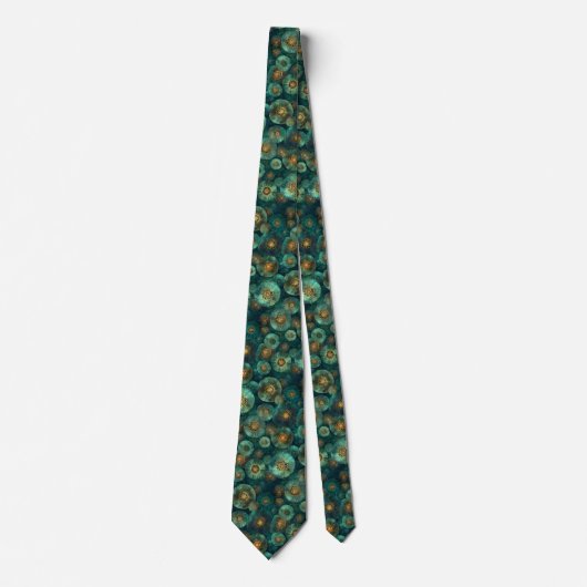 Jade Green and Bronze Organic Circles Necktie ネクタイ (正面)