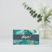 Jade Green and Gold Marble Style Beauty Hair Nails 名刺 (スタンド正面)