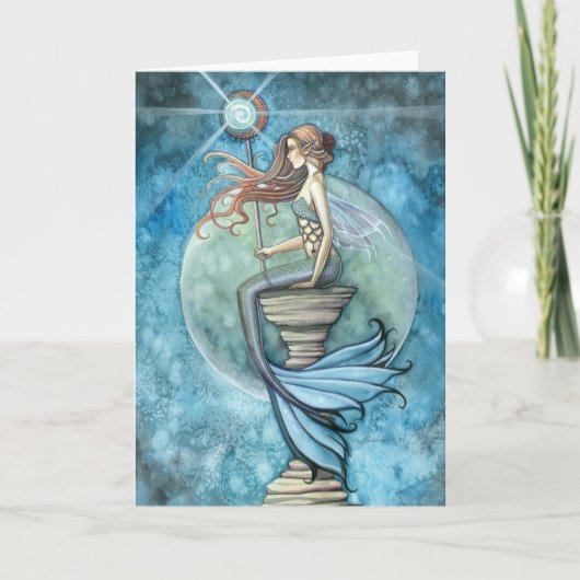 Jade Moon Mermaid Greeting Card by Molly Harrison カード (正面)