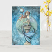 Jade Moon Mermaid Greeting Card by Molly Harrison カード (黄色い花)