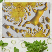 JADE to 3D黄金の溶岩～フラクタル～オリジナル～ キッチンタオル (折り畳み)