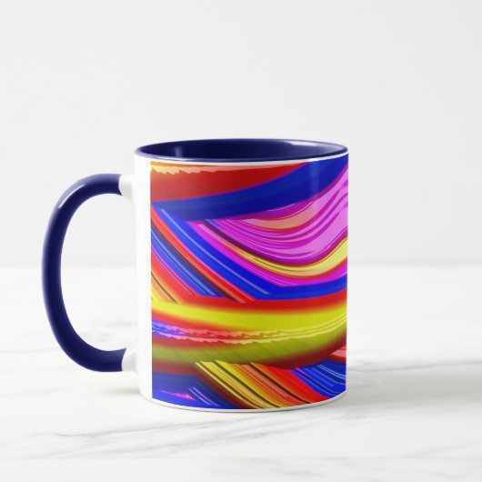 JADE to Zany 3D Fractal to Pink, Yellow and Blue マグカップ (左)