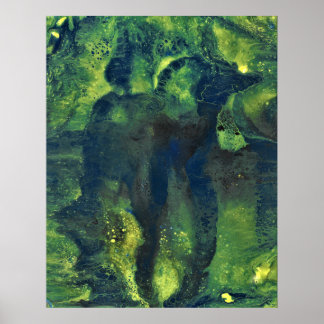 Jaded Lover 1 Deep Green Abstract Art Print ポスター