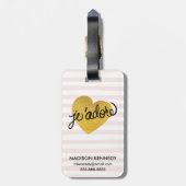 J'adoreの引用文|の黒及び金ゴールドのハート ラゲッジタグ (裏面縦)