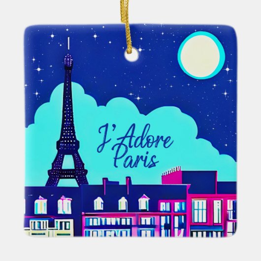 J'adore Paris -ファンタジーパリ満月の下 セラミックオーナメント (正面)