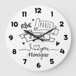 J'Adore Paris I Love You Paris ラージ壁時計