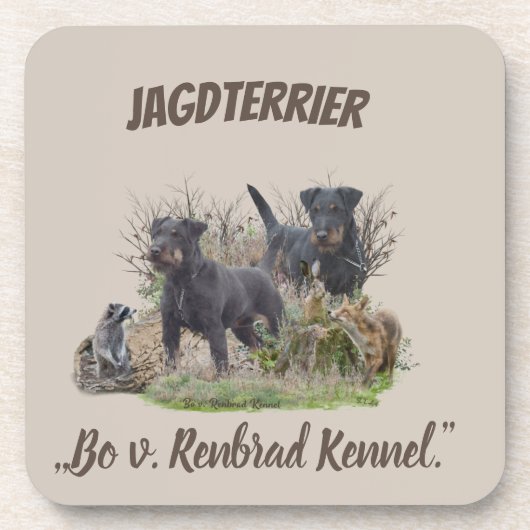Jagdterrier,,Bo v. Renbrad Kennel."ステッカー紙 コースター (正面)