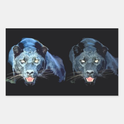 Jaguar – 黒パンサー長方形ステッカー 長方形シール (正面)