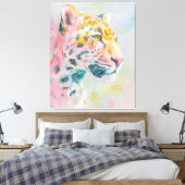 Jaguar Painting – Wild Jungle Art Print, Tropical  キャンバスプリント (インサイチュ (寝室))