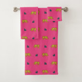 Jaguar pattern towel set: pink バスタオルセット (インサイチュ)