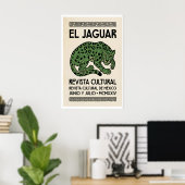 Jaguar Spirit Wall Art, Mosaic Linework, Beige ポスター (ホームオフィス)