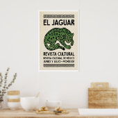Jaguar Spirit Wall Art, Mosaic Linework, Beige ポスター (キッチン)
