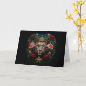 Jaguar with Crown in Flowers 絵を描's カード (黄色い花)