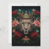 Jaguar with Crown in Flowers 絵を描's 招待状 (裏面)