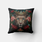 Jaguar with Crown in Flowers Painting              クッション (裏面)