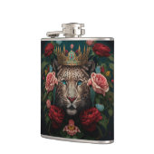 Jaguar with Crown in Flowers Painting              フラスク (左)