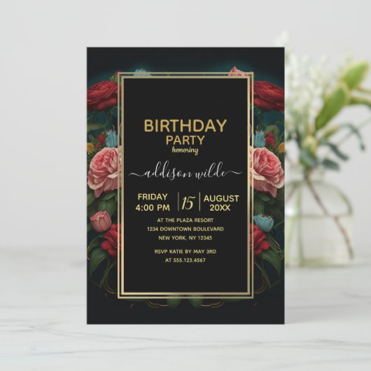 Jaguar with Crown in Flowers Painting              招待状 (スタンド正面)