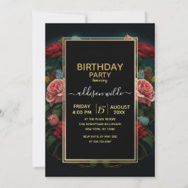 Jaguar with Crown in Flowers Painting              招待状