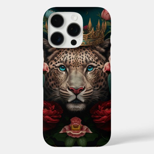 Jaguar with Crown in Flowers Painting Case-Mate iPhoneケース (裏面)