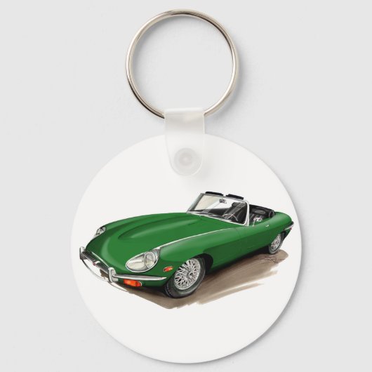 Jaguar XKE Green Car キーホルダー (正面)