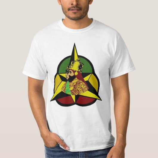 Jahの鍵による聖三位一体Haile Selassie Rastafari Tシャツ (正面)