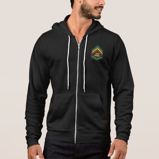 Jah Army Rasta Reggae Roots Zipper Zip Hoodie パーカ (正面)
