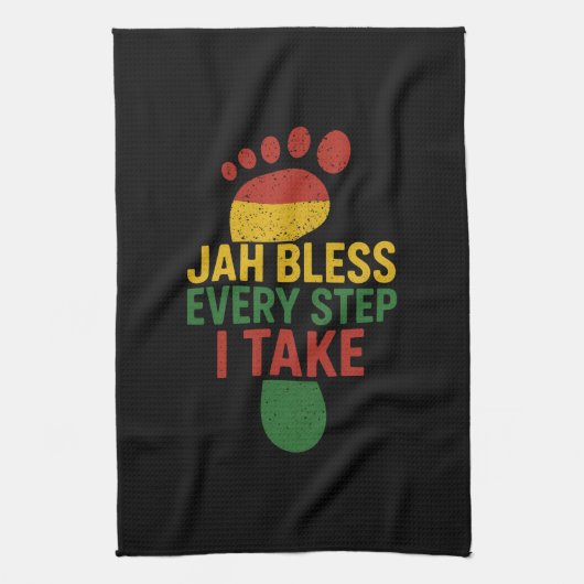 Jah Bless Every Step I take Rasta キッチンタオル (縦)