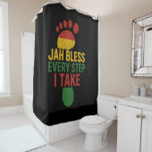 Jah Bless Every Step I take Rasta シャワーカーテン (インサイチュ)