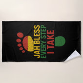 Jah Bless Every Step I take Rasta ビーチタオル (正面)