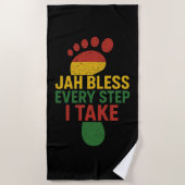 Jah Bless Every Step I take Rasta ビーチタオル (正面)