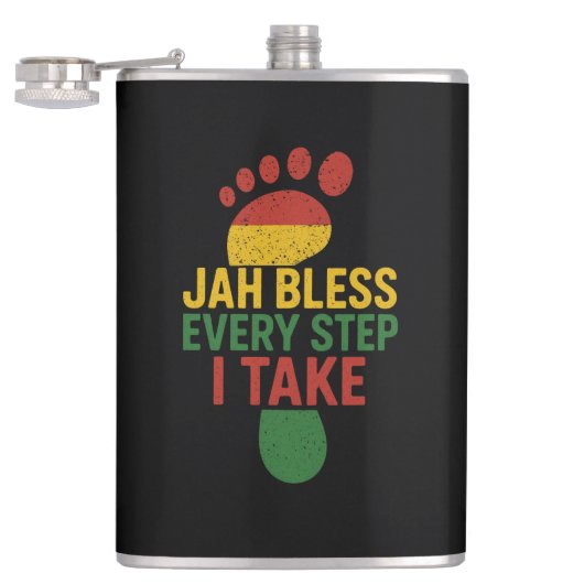 Jah Bless Every Step I take Rasta フラスク (オープン)