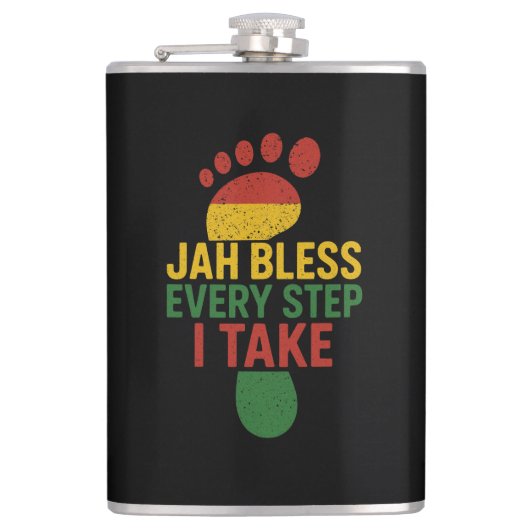 Jah Bless Every Step I take Rasta フラスク (正面)
