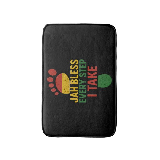 Jah Bless Every Step I take Rastafarian Flag Rasta バスマット (正面縦)