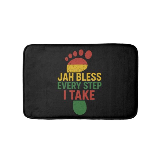 Jah Bless Every Step I take Rastafarian Flag Rasta バスマット (正面)
