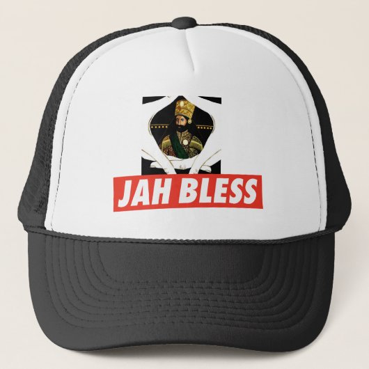 Jah Bless - Haile Selassie - Rasta Trucker Cap キャップ (正面)