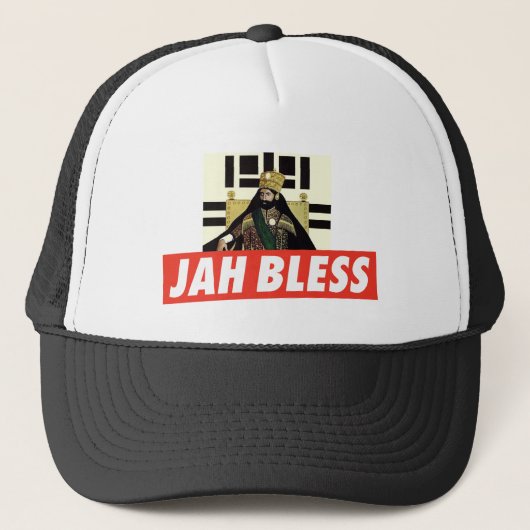 Jah Bless - Haile Selassie - Rasta Trucker Cap キャップ (正面)