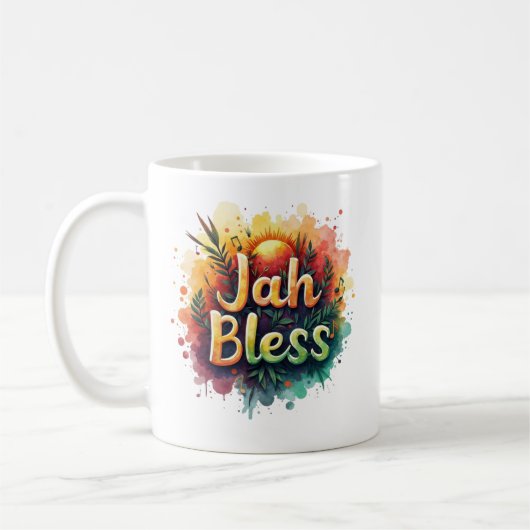Jah Bless Reggae Watercolor コーヒーマグカップ (左)
