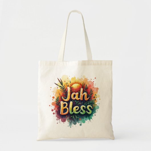 Jah Bless Reggae Watercolor トートバッグ (正面)