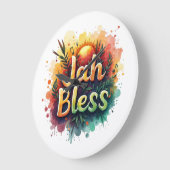 Jah Bless Reggae Watercolor ラージ壁時計 (傾斜)