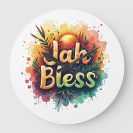 Jah Bless Reggae Watercolor ラージ壁時計