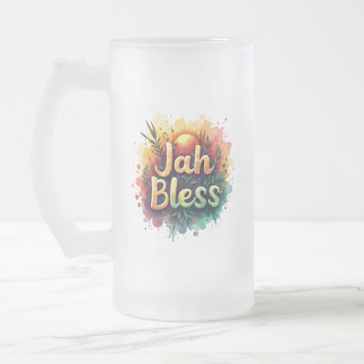 Jah Bless Reggae Watercolor Frosted Glass Mug フロストグラスビールジョッキ (左)