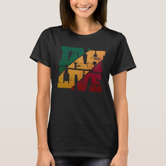 Jah Live Rasta Colors Distressed Reggae Tシャツ (正面)