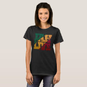 Jah Live Rasta Colors Distressed Reggae Tシャツ (正面フル)