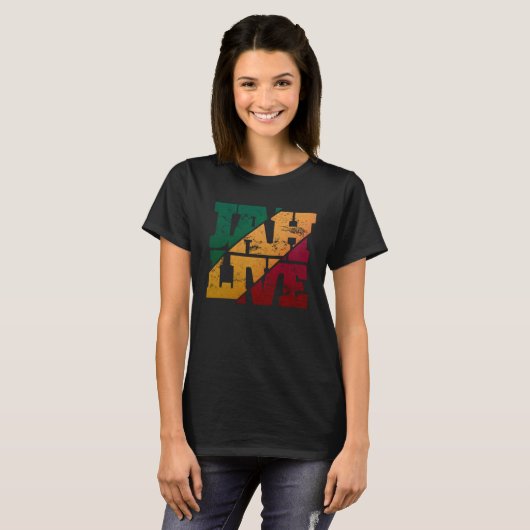 Jah Live Rasta Colors Distressed Reggae Tシャツ (正面フル)