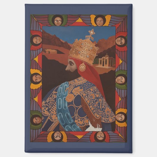 Jah Rastafari Haile Selassie HIM Rasta Roots  マグネット (正面)