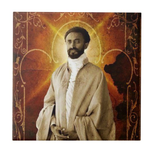 Jah Rastafari Haile Selassie Rasta Livity Roots  タイル (正面)