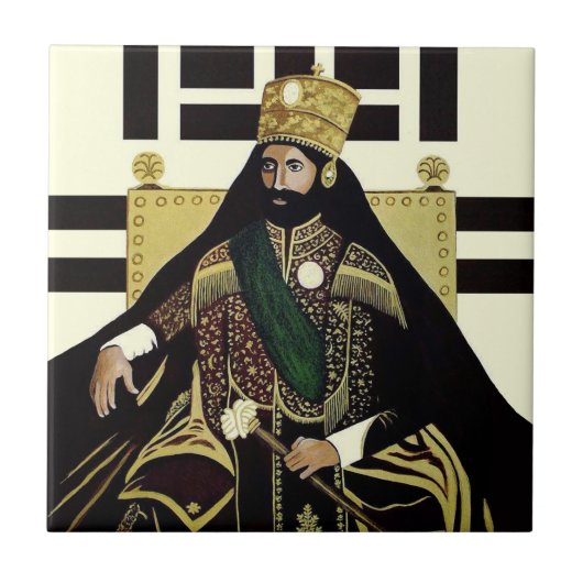 Jah Rastafari Haile Selassie Rasta Reggae Roots タイル (正面)