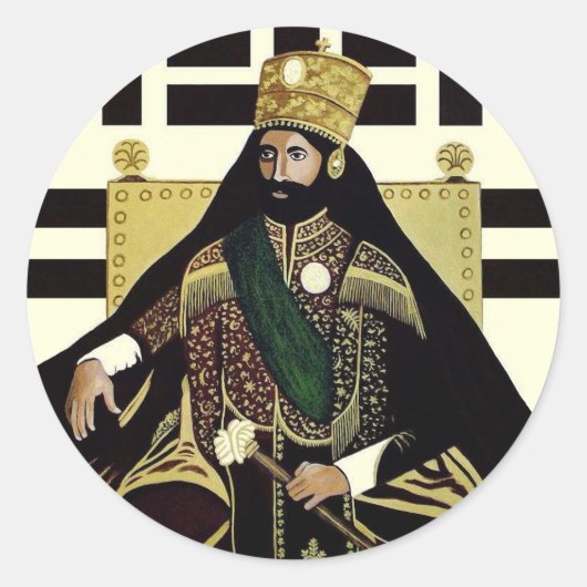 Jah Rastafari Haile Selassie Rasta Roots Sticker ラウンドシール (正面)