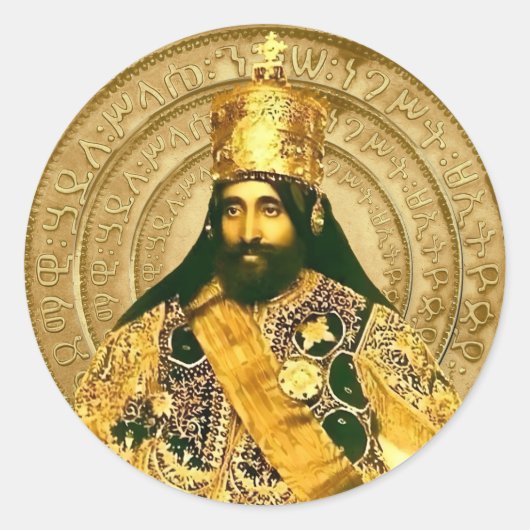 Jah Rastafari Sticker Selassie I Rasta Reggae ラウンドシール (正面)