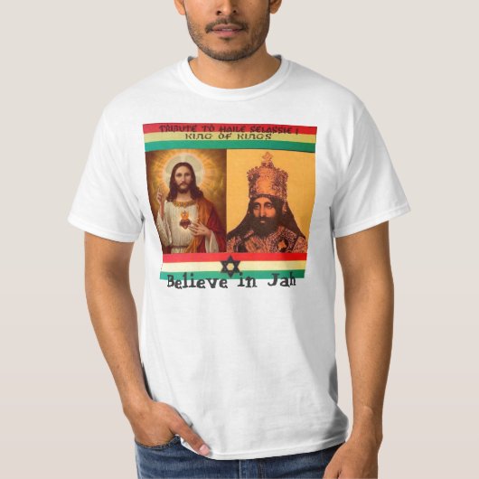 Jah Selassieのワイシャツで信じて下さい Tシャツ (正面)